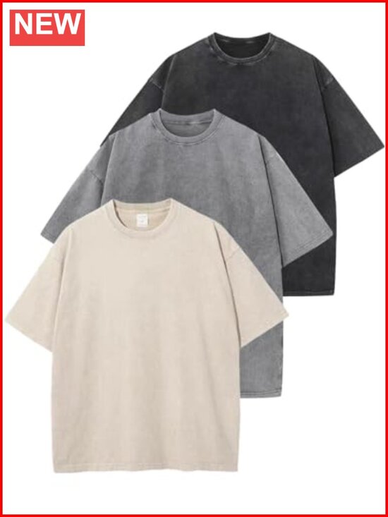 Other - Men Oversized Cotton T-Shirt Loose Fit Drop Shoulder Vintage Streetwear Tee